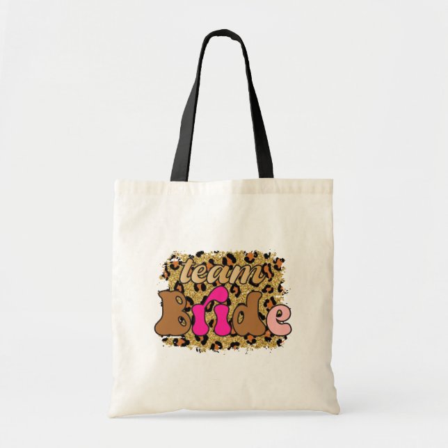 Leopard Glam Team Brud Sjungbrud Fest Tygkasse (Framsidan)