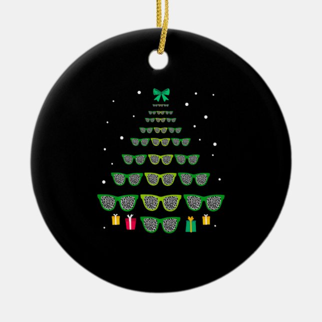 Leopard Glasses Julafton Träd Optometrist jul Julgransprydnad Keramik (Framsidan)