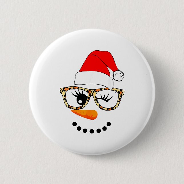 Leopard Gles Santa Claus Snowman Face Christmas Co Knapp (Framsida)