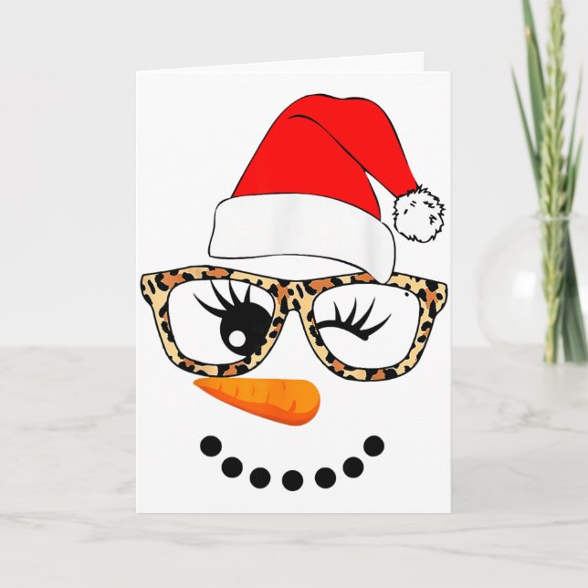 Leopard Gles Tomte Snömannen Ansikte Jul Co Kort (Framsida)