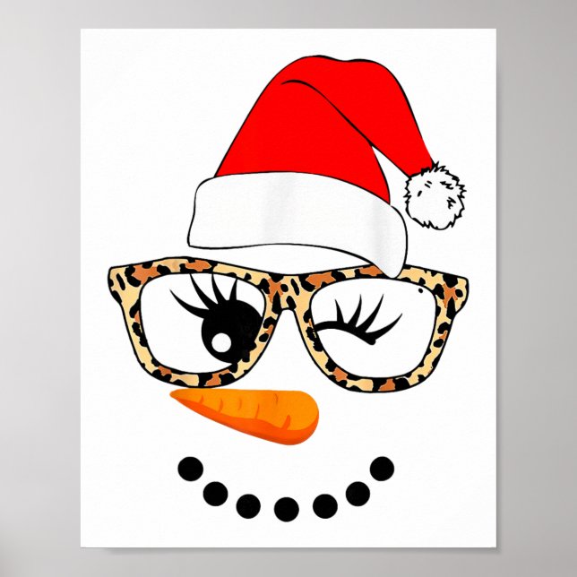 Leopard Gles Tomte Snömannen Ansikte Jul Co Poster (Framsidan)