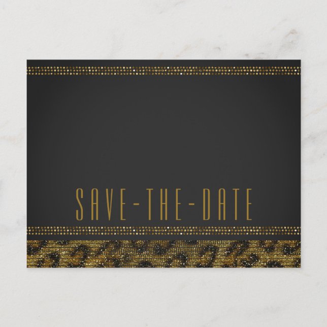 Leopard Glitter Glänsande Glam Chic Spara Datum Meddelande Vykort (Framsida)