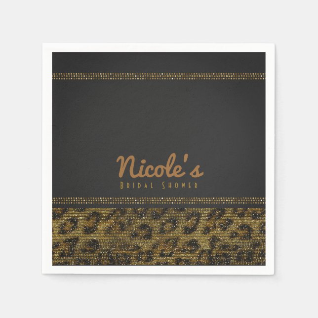 Leopard Glitter Glitter Glam Chic Modern Fest Pappersservett (Framsidan)