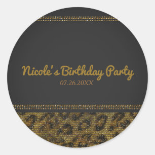 Leopard Glitter Glitter Glam Chic Modern Fest Runt Klistermärke