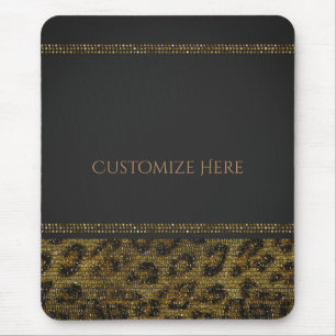 Leopard Glitter Sekvenser Glam Chic Modern Bling Musmatta