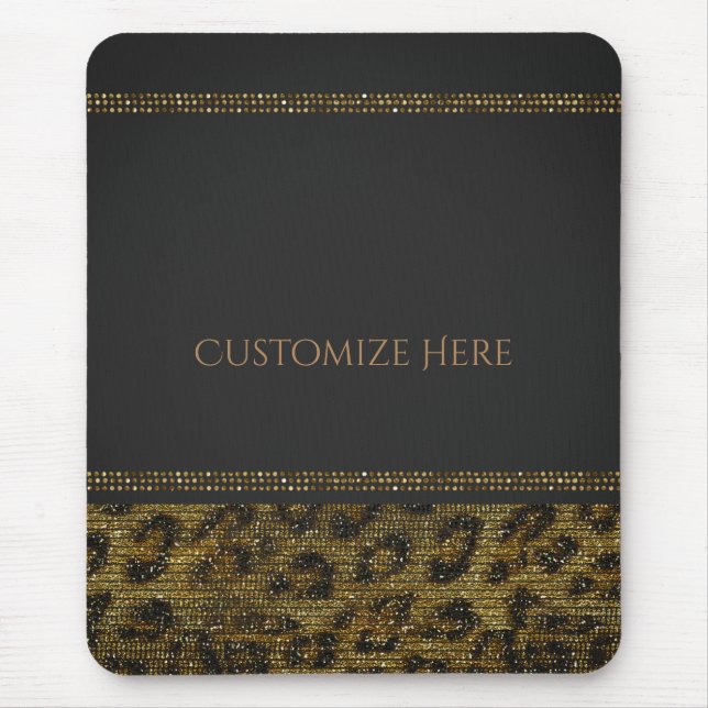 Leopard Glitter Sekvenser Glam Chic Modern Bling Musmatta (Framsidan)