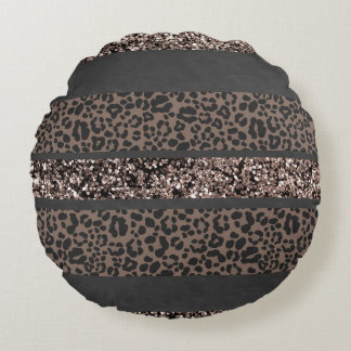 Leopard Glitter Stripes Glam 6 Rund Kudde