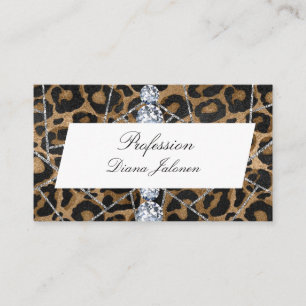 Leopard Glitter-verksamheten i White Silver Marble Visitkort