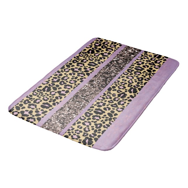 Leopard Glitterränder Glam 1 Badrumsmatta (Vinklad)