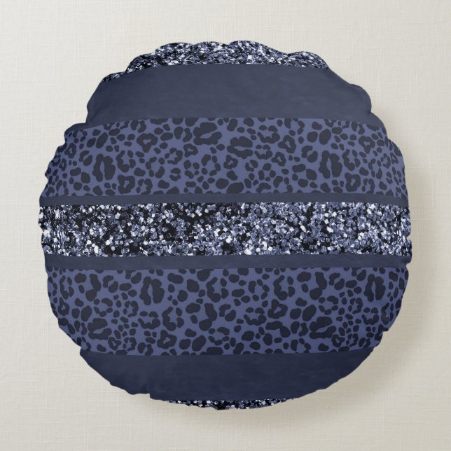 Leopard Glitterränder Glam 5 Rund Kudde (Framsidan)