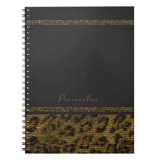 Leopard Gnistra Sequins Glam Chic Modern Cheetah Anteckningsbok Med Spiral (Framsidan)