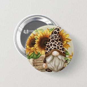 Leopard Gnome SunblomButton Knapp