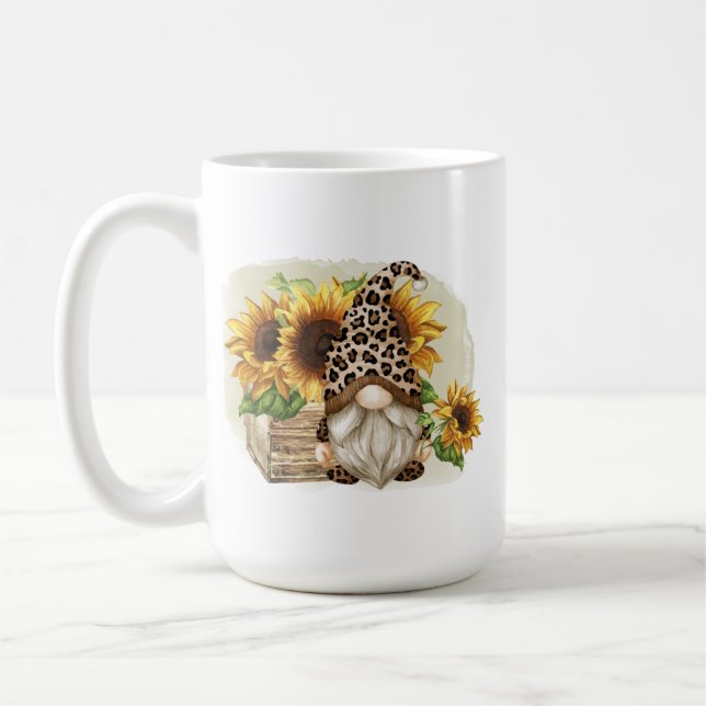 Leopard Gnome Sunblommor Kaffemugg (Vänster)