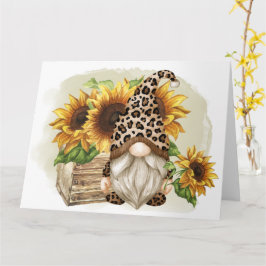 Leopard Gnome Sunblommor Kort