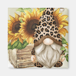 Leopard Gnome Sunblommor Magnet
