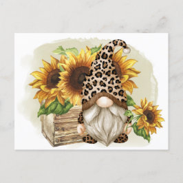 Leopard Gnome Sunblommor Vykort