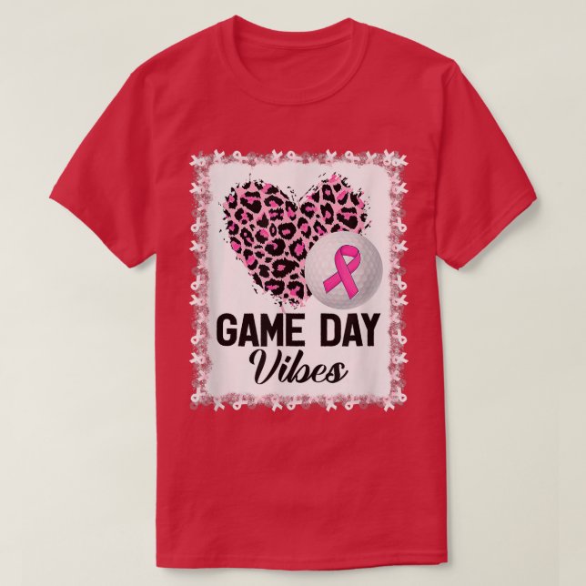 Leopard Golf Game Day Vibes Breast Cancer Awarenes T Shirt (Design framsida)
