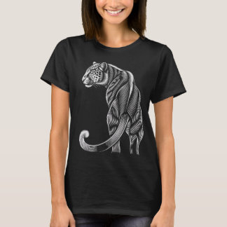 "Leopard Grace – Artistic Line Art T Shirt