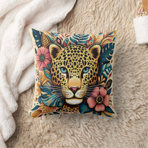 Leopard Grace: Vibrant Gren Serenity Kudde