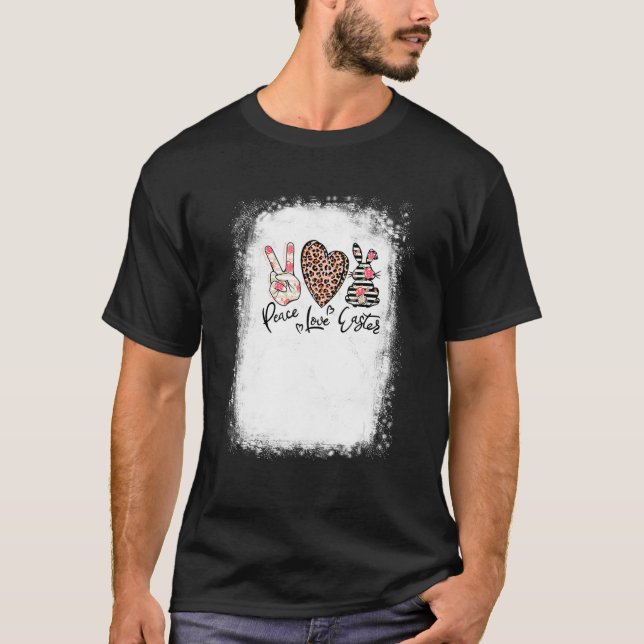 Leopard Graphic Påsk Day Påskhare Peace Kärlek T Shirt (Framsida)