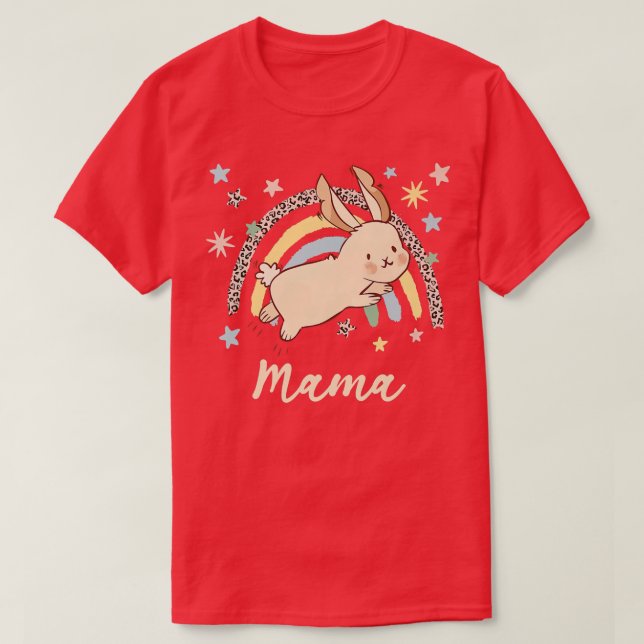 Leopard Graphic Rainbow Bunny Mamma  T Shirt (Design framsida)