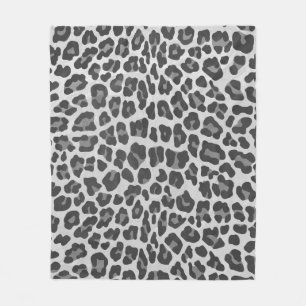 Leopard Grått och Light Grått Print Fleecefilt
