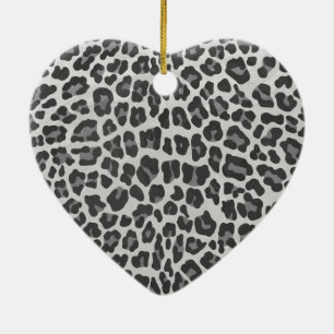 Leopard Grått och Light Grått Print Julgransprydnad Keramik