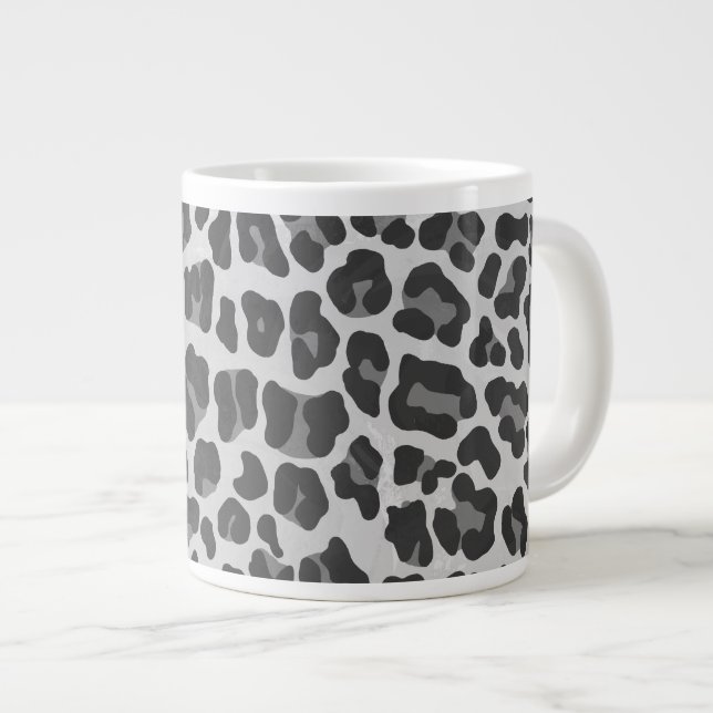 Leopard Grått och Light Grått Print Jumbo Mugg (Framsida höger)