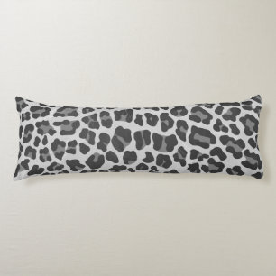 Leopard Grått och Light Grått Print Kroppskudde