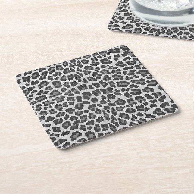 Leopard Grått och Light Grått Print Underlägg Papper Kvadrat (Vinklad)
