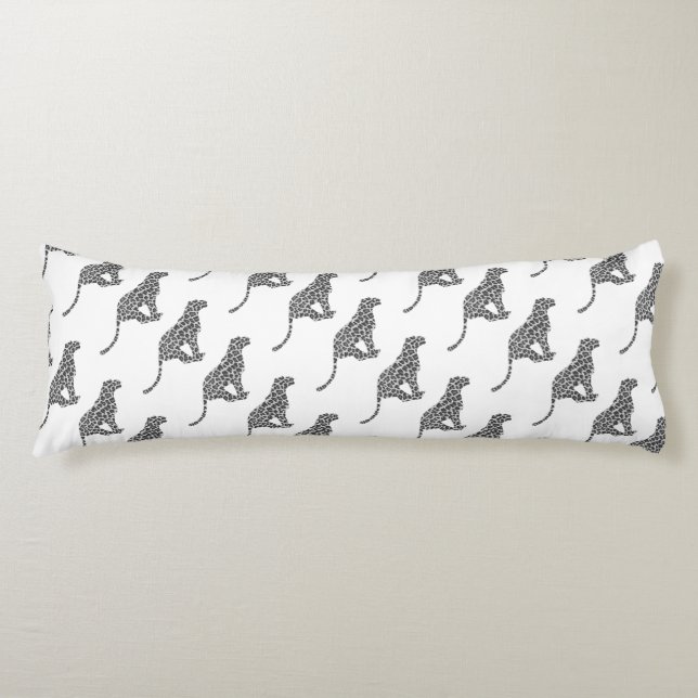 Leopard Grått och Light Grått Silhouette Kroppskudde (Framsidan)
