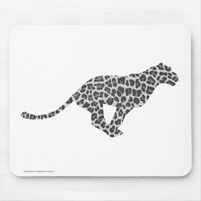 Leopard Grått och Light Grått Silhouette Musmatta (Framsidan)
