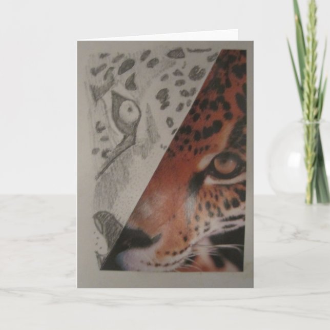 Leopard Greeting Card-Blank Inside Kort (Framsida)