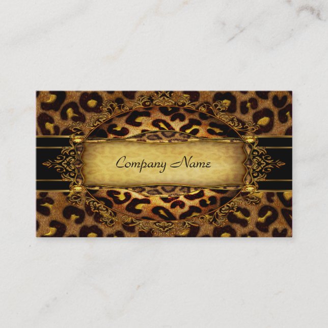 Leopard Guld Black Boutique Card Elegant 2 Visitkort (Framsida)