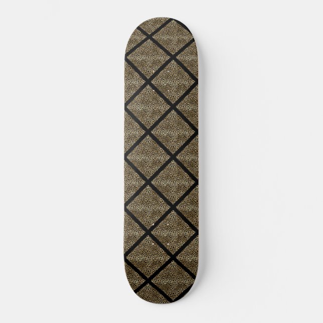 LEOPARD GULD BLACK GRID Skateboard Deck (Framsida)