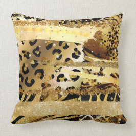 Leopard guld glitter vild animal conetti chic kudde