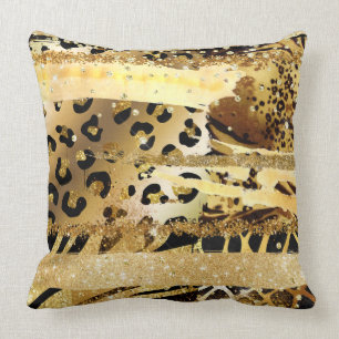 Leopard guld glitter vild animal conetti chic kudde