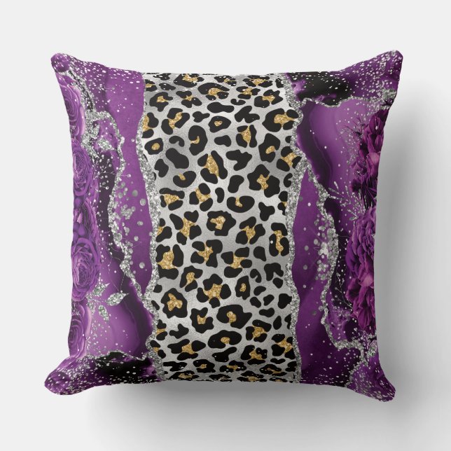 Leopard Guld Lila Ro Agate Dekorativ kudde (Framsida)