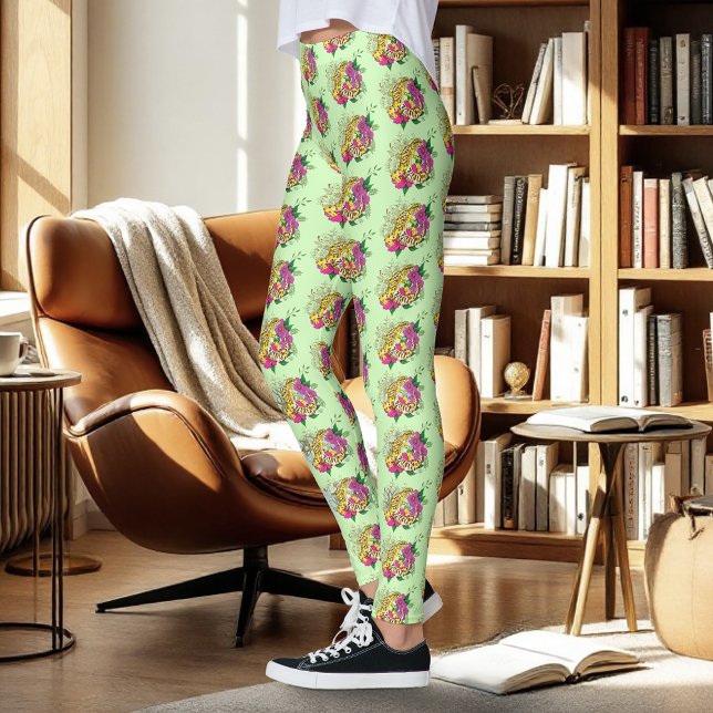 Leopard Gult Gecko Grönt Leggings (Skapare uppladdad)