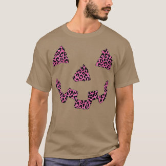 Leopard Halloween Pumpkin Ansikte Breast Cancer Me T Shirt