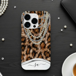 Leopard Handskriftlig Namn Pearl Diamond Necklace