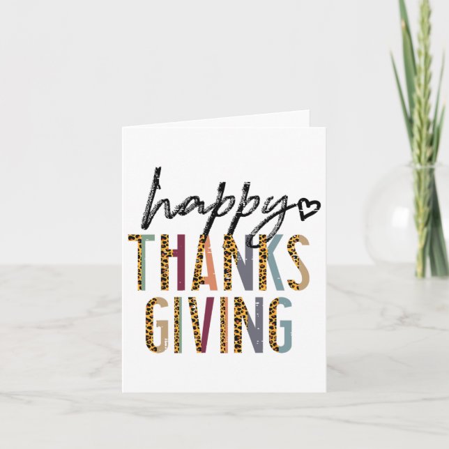 Leopard Happy thanksgiving Cute Fall Autumn Women Kort (Framsida)