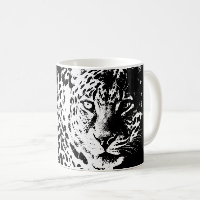 Leopard Head Pop Art Modern Template Animals Kaffemugg (Framsida höger)