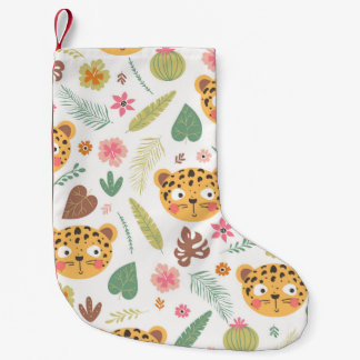 Leopard Head Tropical Plants Mönster Liten Julstrumpa