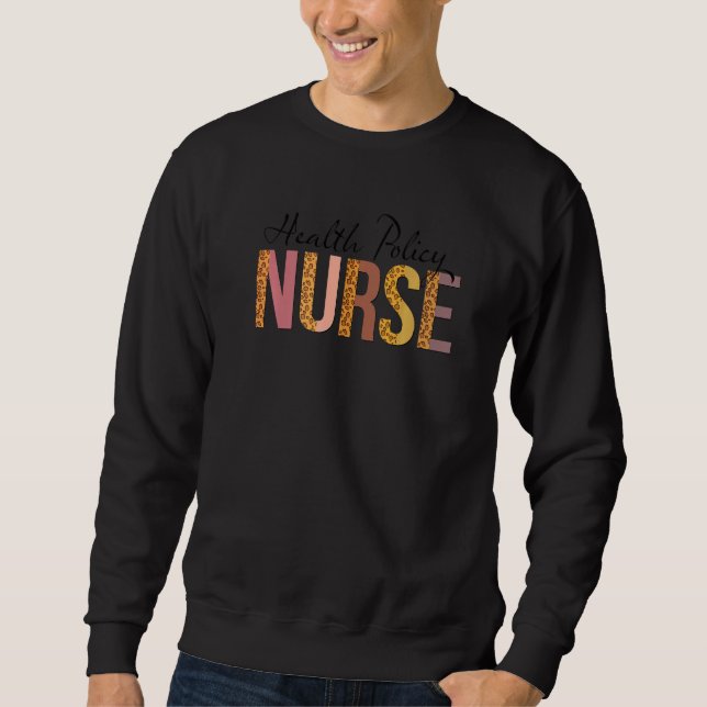 Leopard Health Policy Nurse Print For Nursing Stud Lång Ärmad Tröja (Framsida)