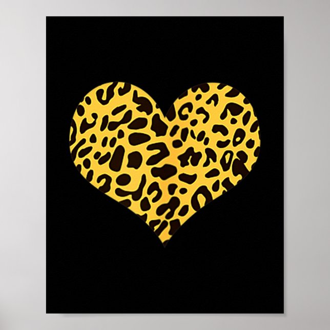 Leopard Heart Alla hjärtans dag Flickvän Pojkvän P Poster (Framsidan)