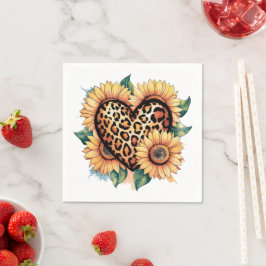Leopard Heart Blommig Pappersservett