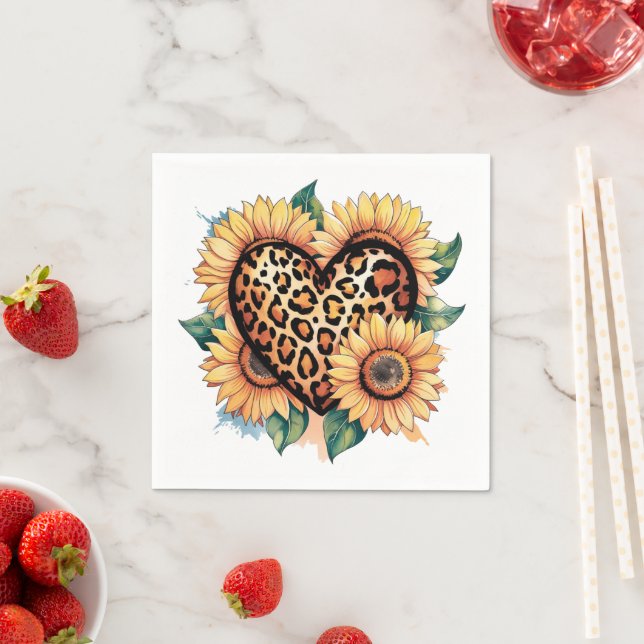 Leopard Heart Blommig Pappersservett (Insitu)