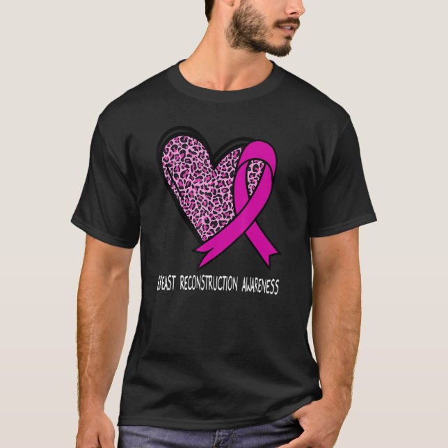 Leopard Heart Breast Reconstruction Awareness Pink T Shirt (Framsida)