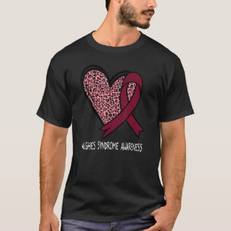 Leopard Heart Hughes Syndrome Awareness Burgundy R T Shirt